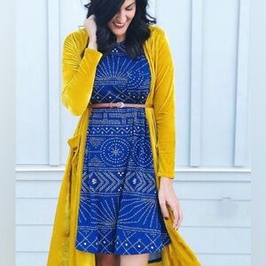 Yellow Gold Velvet Elegant Sarah Long Cardigan ✨